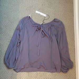 NWT Mustard Seed Long Sleeve Blouse with Tie in the front.  Size Small
